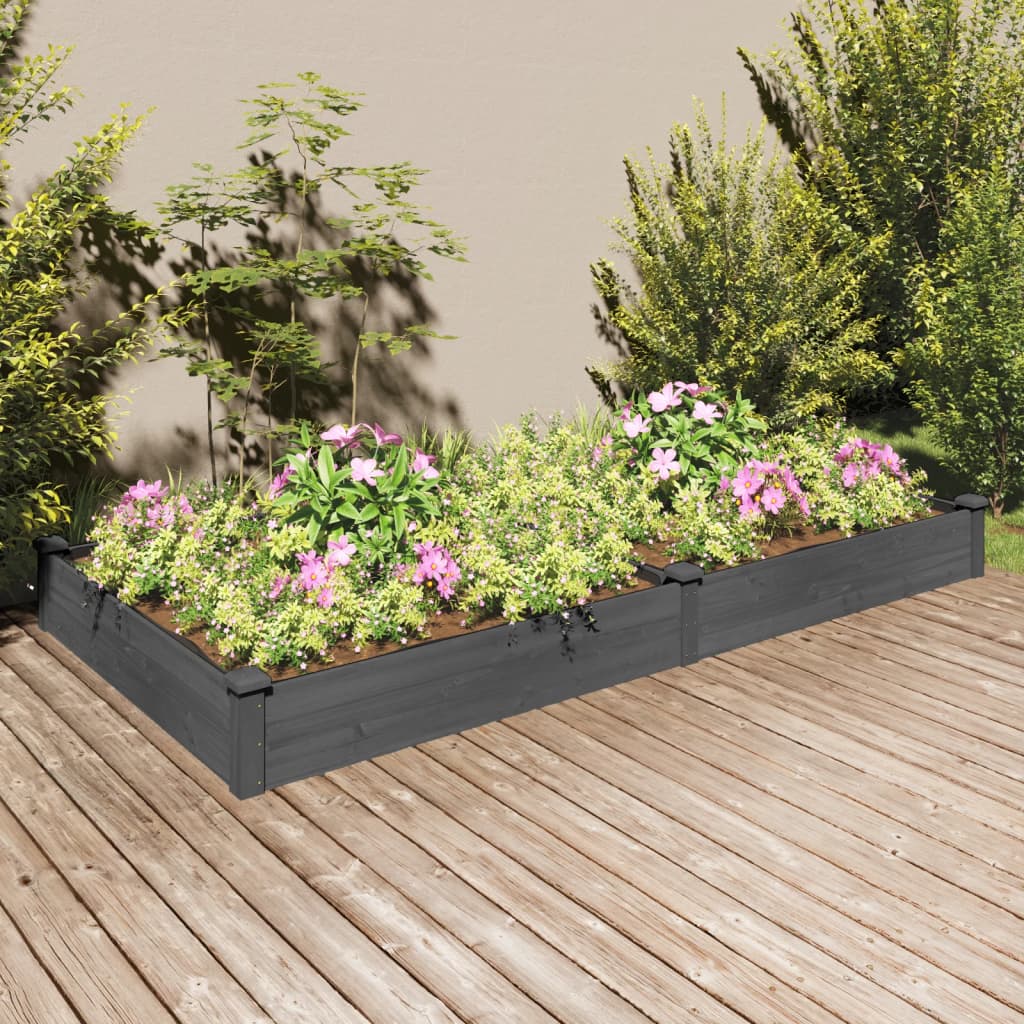 Høybed med foring grå 240x120x25 cm heltre gran vidaXL