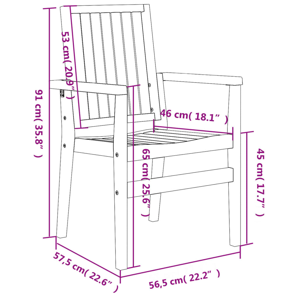 Stablebare hagestoler 2 stk 56,5x57,5x91 cm heltre teak