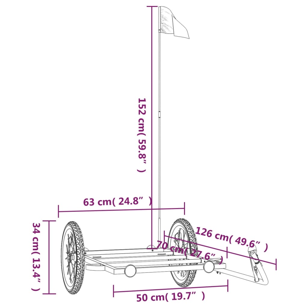 Sykkelhenger svart 126x63x34 cm jern vidaXL