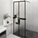 Dusjvegg med hylle svart 80x195 cm ESG-glass og aluminium vidaXL