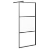 Dusjvegg med hylle svart 80x195 cm ESG-glass og aluminium