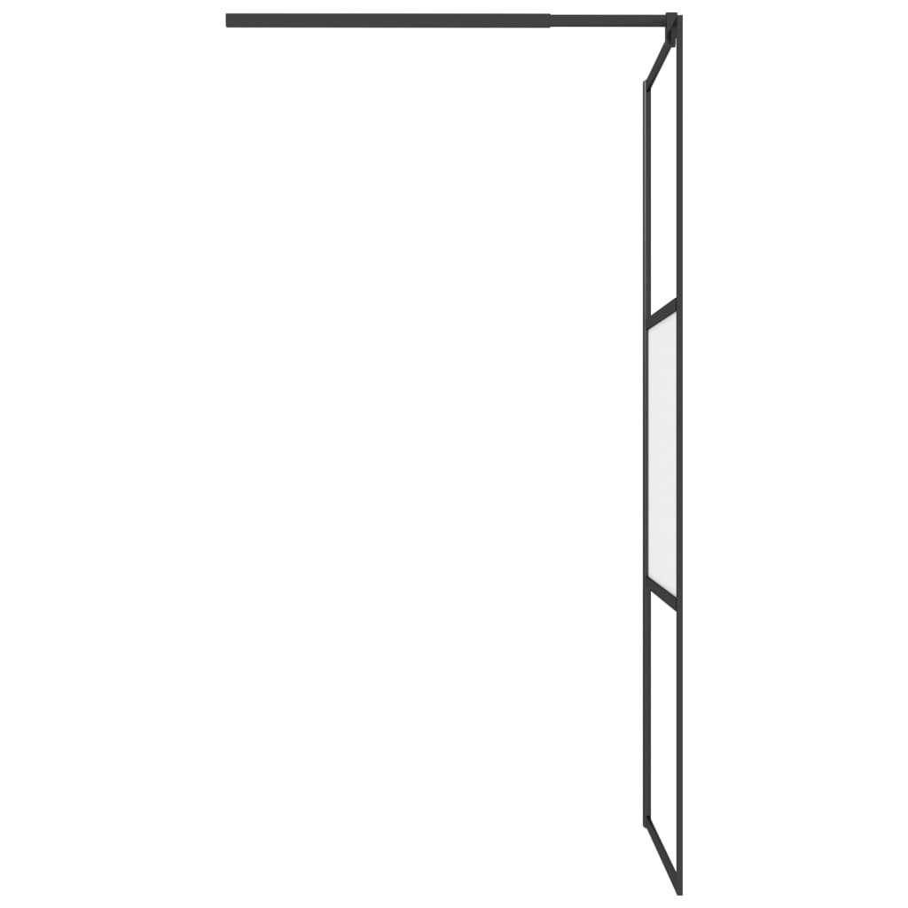 Dusjvegg med hylle svart 80x195 cm ESG-glass og aluminium vidaXL