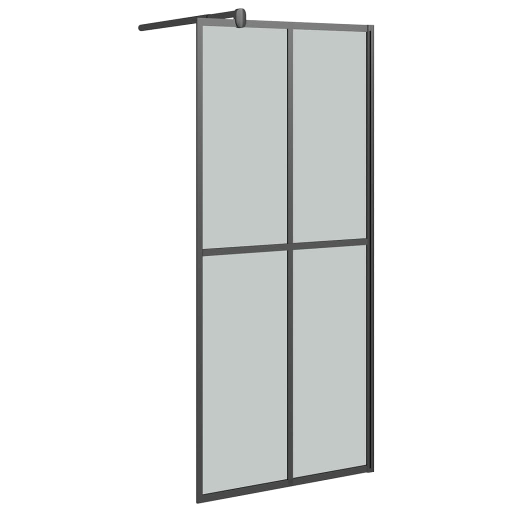 Dusjvegg med hylle svart 80x195 cm ESG-glass og aluminium