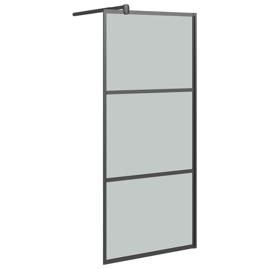 Dusjvegg med hylle svart 80x195 cm ESG-glass og aluminium vidaXL