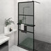 Dusjvegg med hylle svart 80x195 cm ESG-glass og aluminium vidaXL