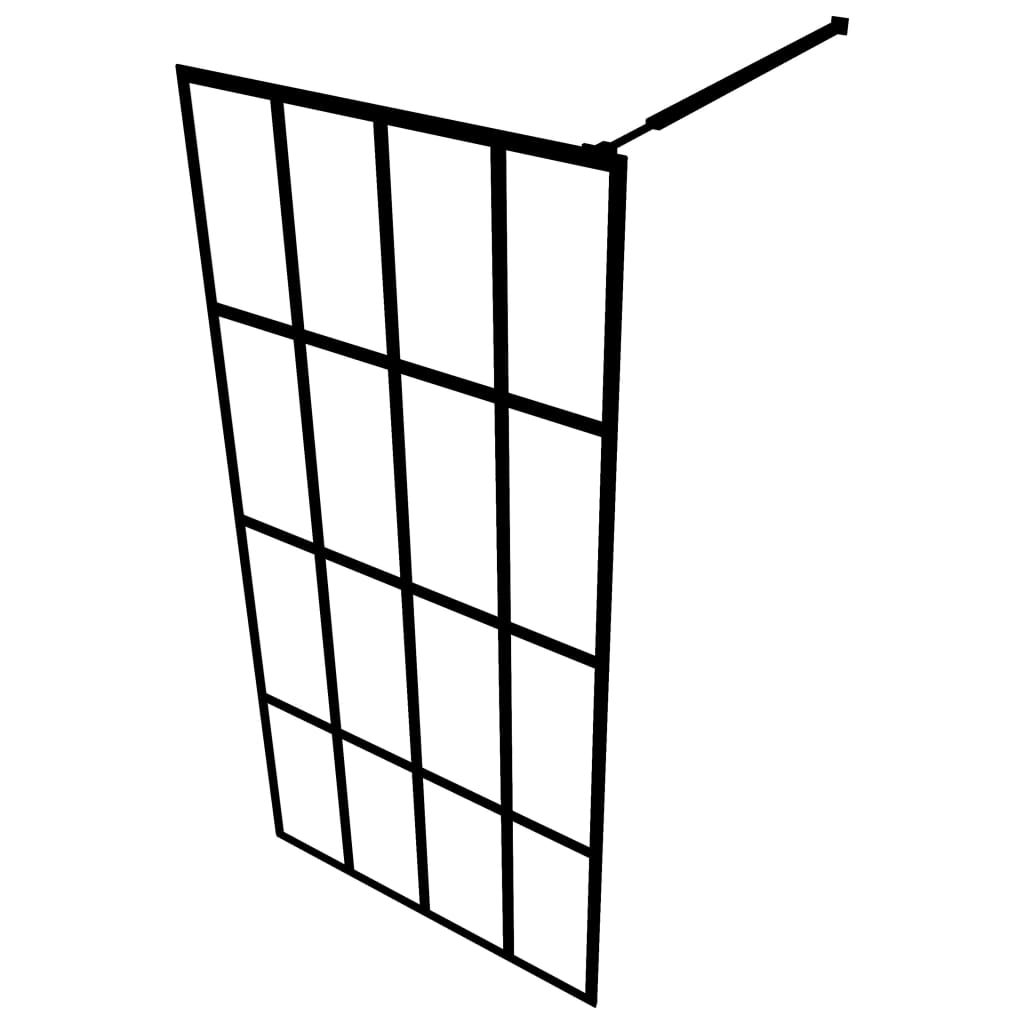 Dusjvegg med hylle svart 90x195 cm ESG-glass og aluminium vidaXL