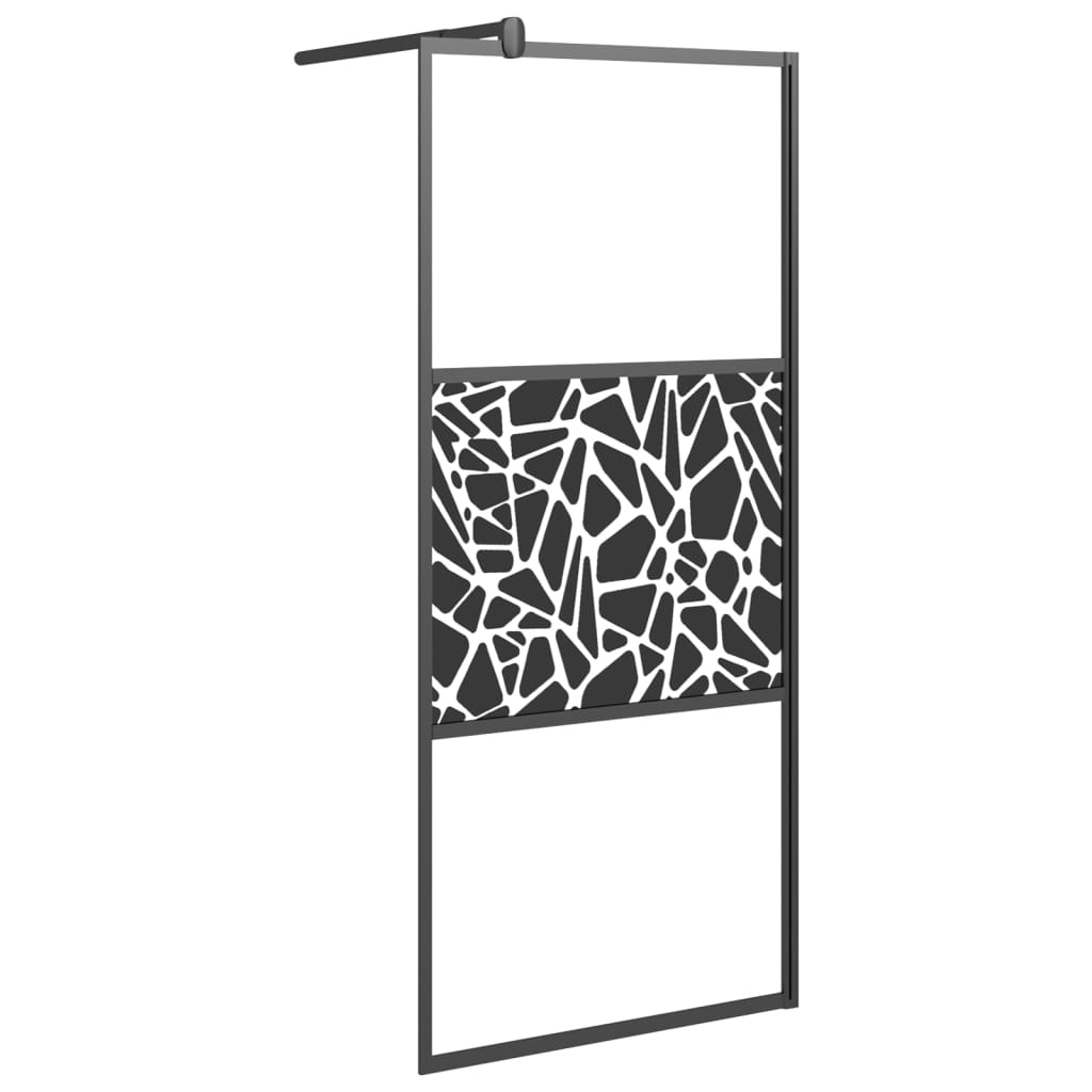 Dusjvegg med hylle svart 90x195 cm ESG-glass og aluminium vidaXL
