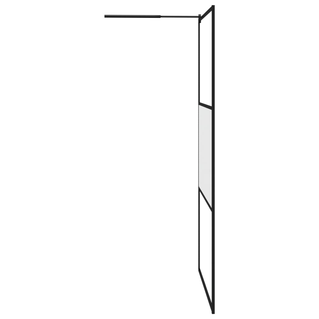 Dusjvegg med hylle svart 115x195 cm ESG-glass og aluminium vidaXL