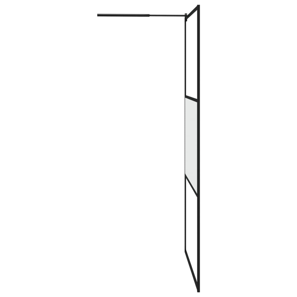 Dusjvegg med hylle svart 115x195 cm ESG-glass og aluminium vidaXL