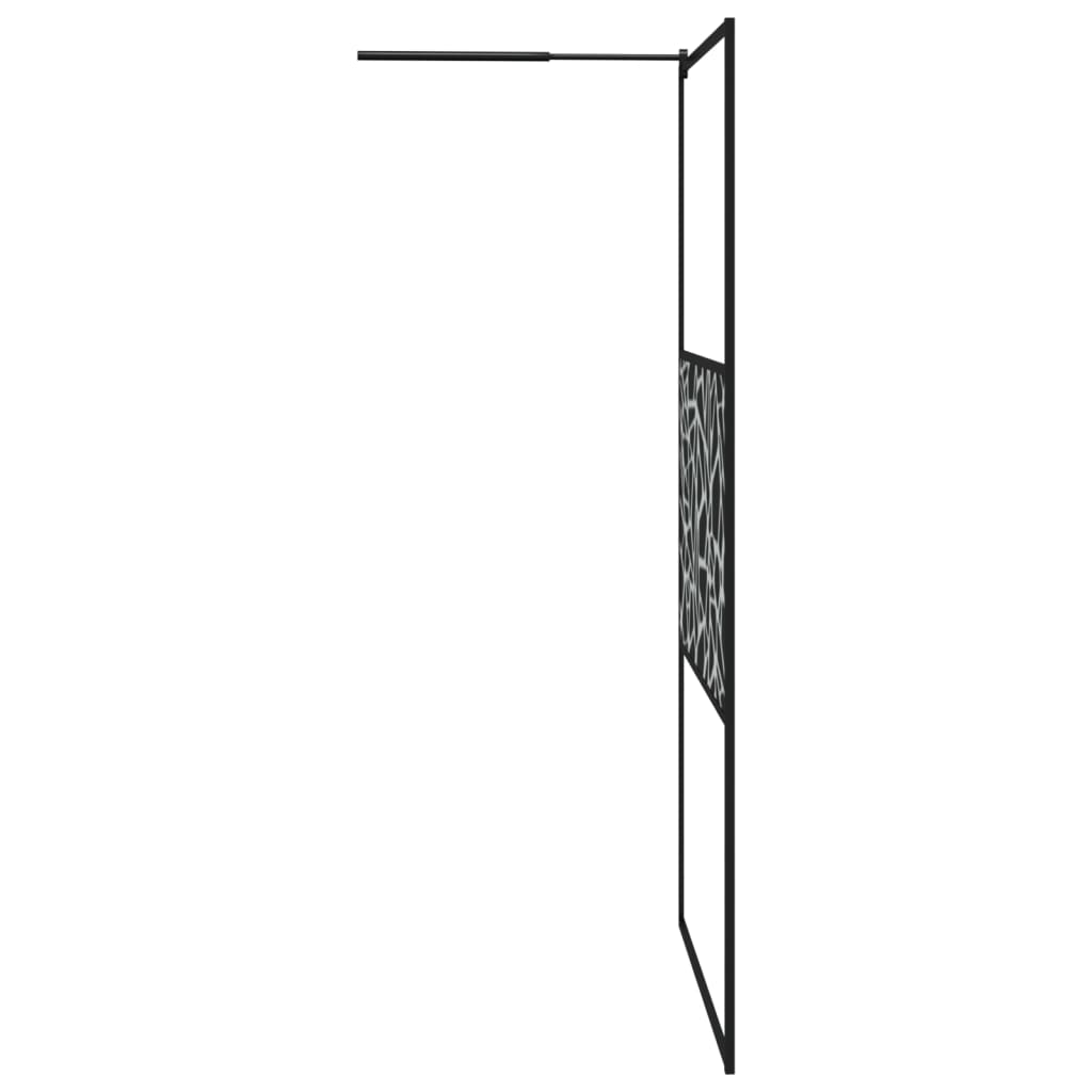 Dusjvegg med hylle svart 115x195 cm ESG-glass og aluminium vidaXL