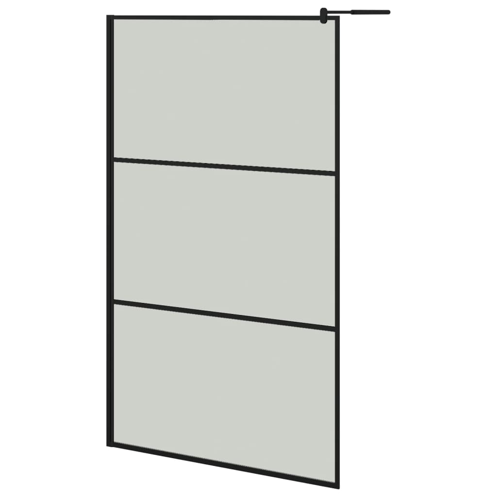 Dusjvegg med hylle svart 115x195 cm ESG-glass og aluminium vidaXL