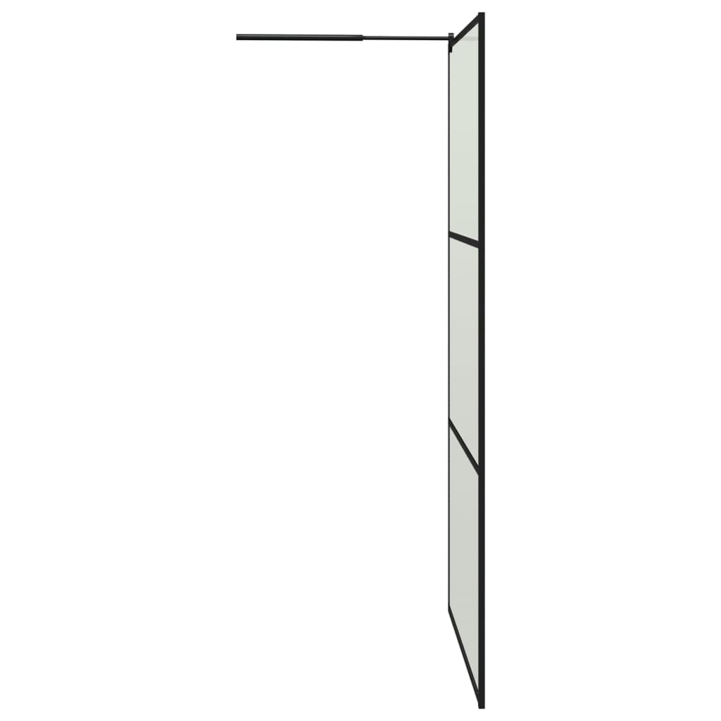 Dusjvegg med hylle svart 115x195 cm ESG-glass og aluminium vidaXL