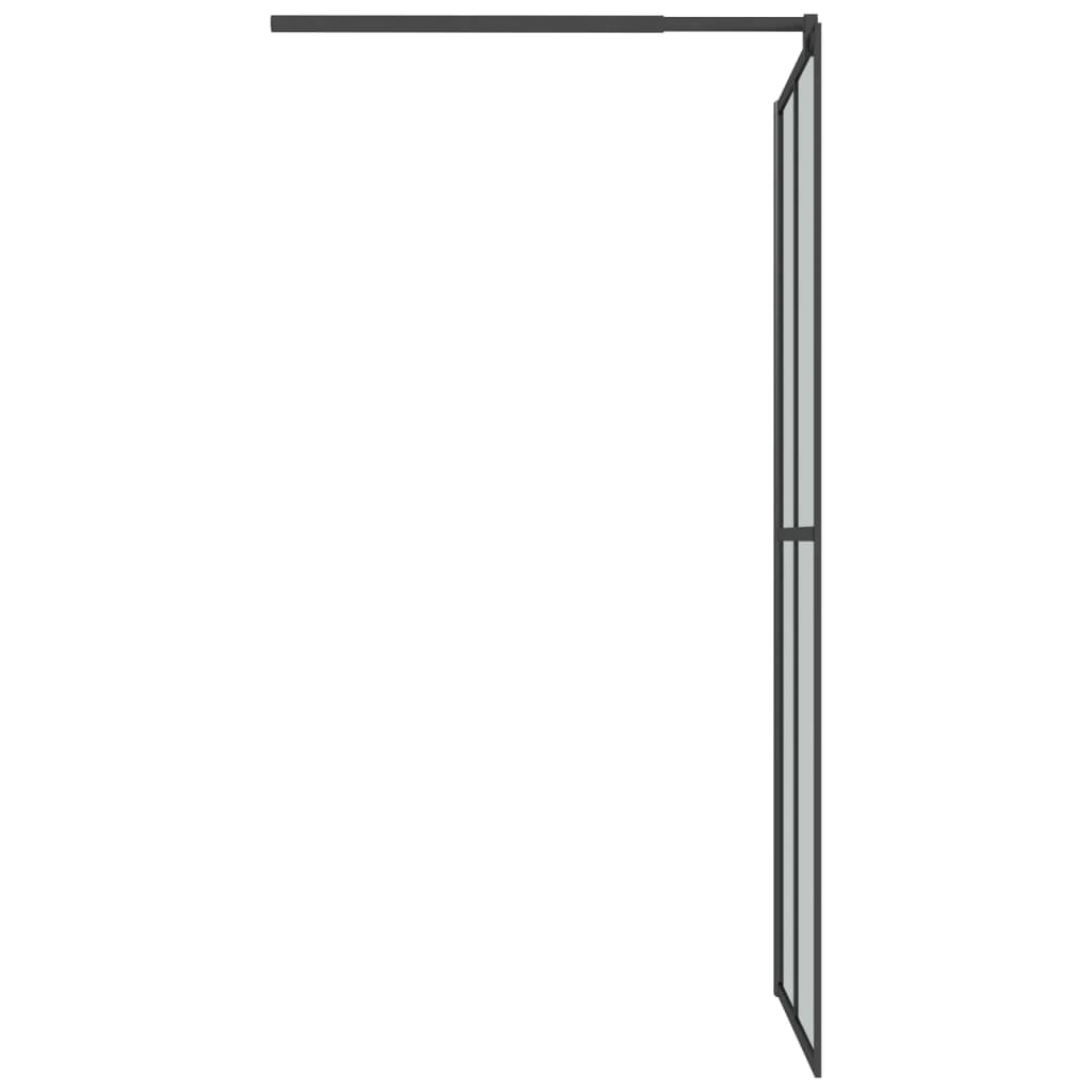Dusjvegg med hylle svart 118x190 cm ESG-glass og aluminium vidaXL