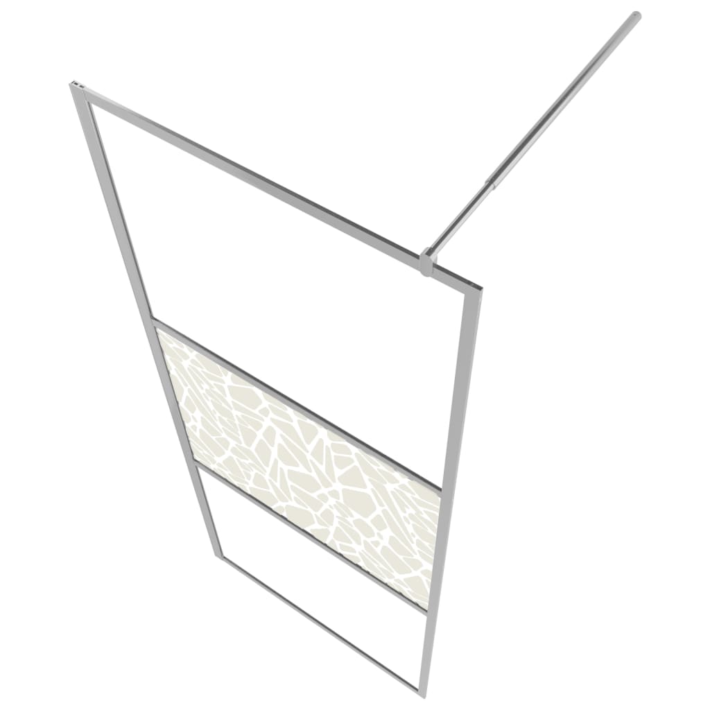 Dusjvegg med hylle krom 90x195 cm ESG-glass og aluminium vidaXL
