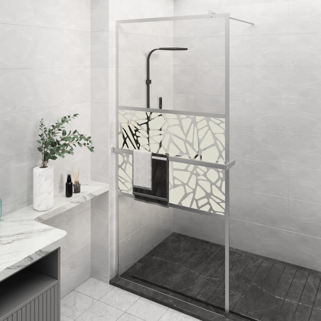 Dusjvegg med hylle krom 100x195 cm ESG-glass og aluminium vidaXL