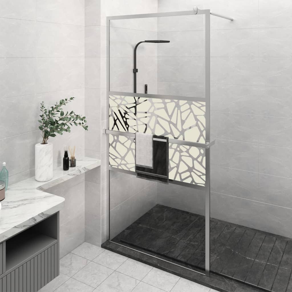 Dusjvegg med hylle krom 115x195 cm ESG-glass og aluminium vidaXL