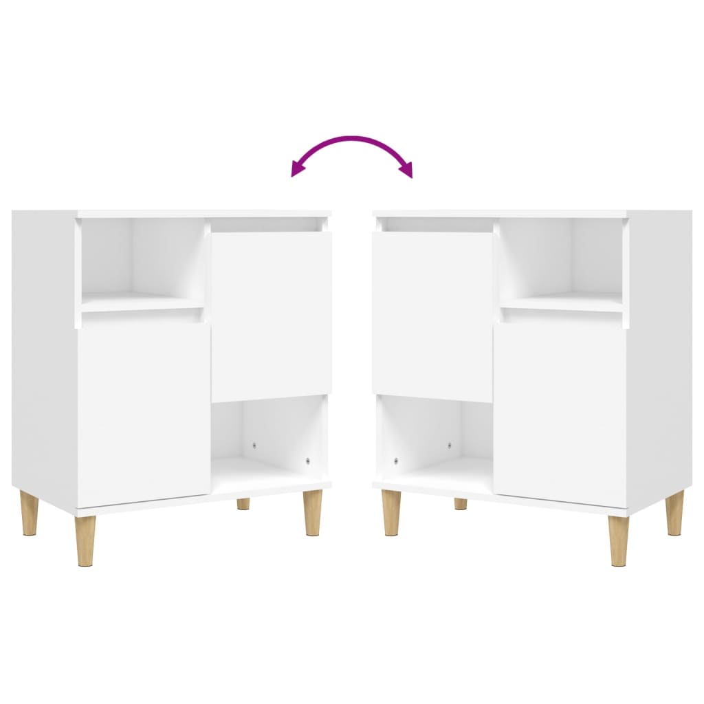 Skjenker 2 stk hvit 60x35x70 cm konstruert tre
