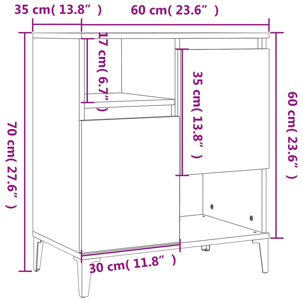 Skjenker 2 stk betonggrå 60x35x70 cm konstruert tre