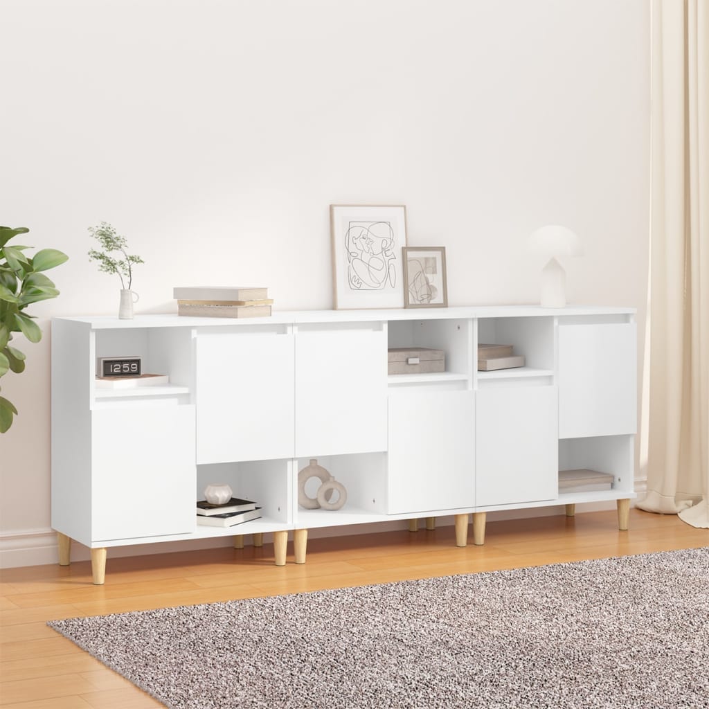 Skjenker 3 stk hvit 60x35x70 cm konstruert tre