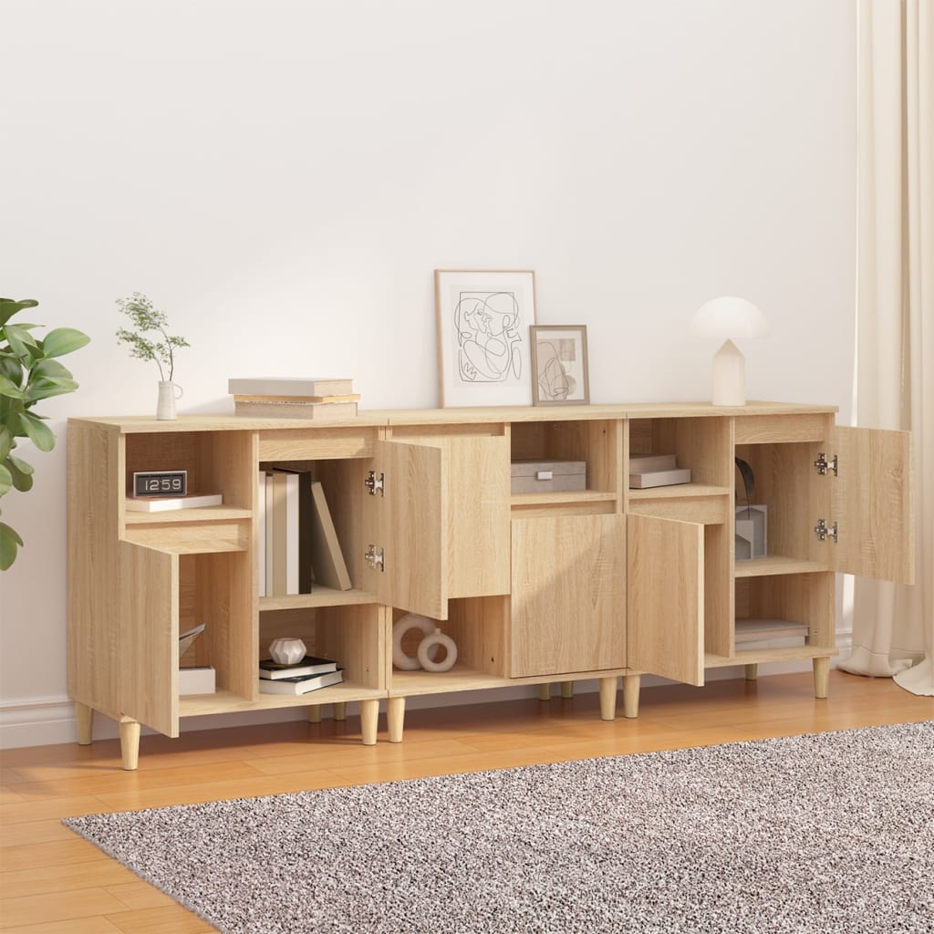 Skjenker 3 stk sonoma eik 60x35x70 cm konstruert tre