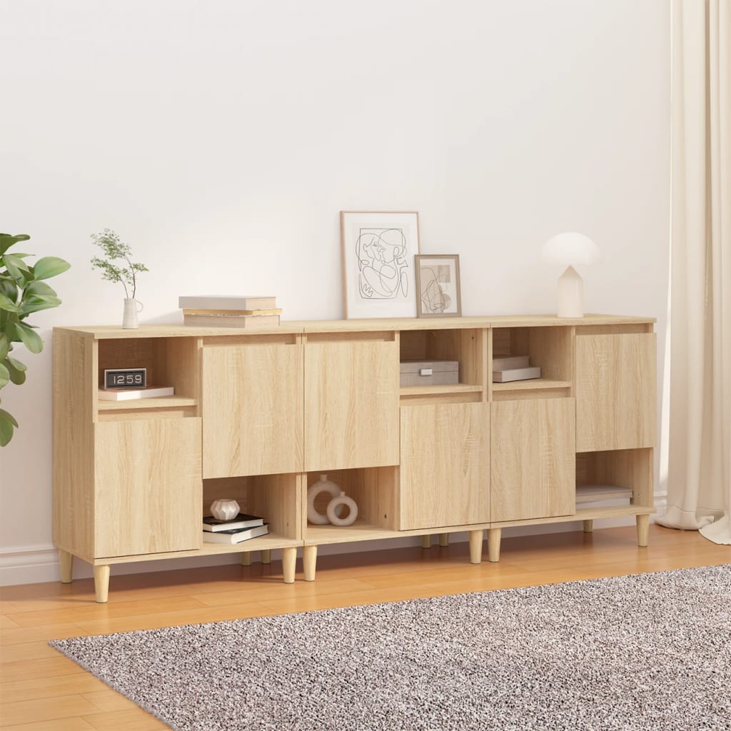 Skjenker 3 stk sonoma eik 60x35x70 cm konstruert tre