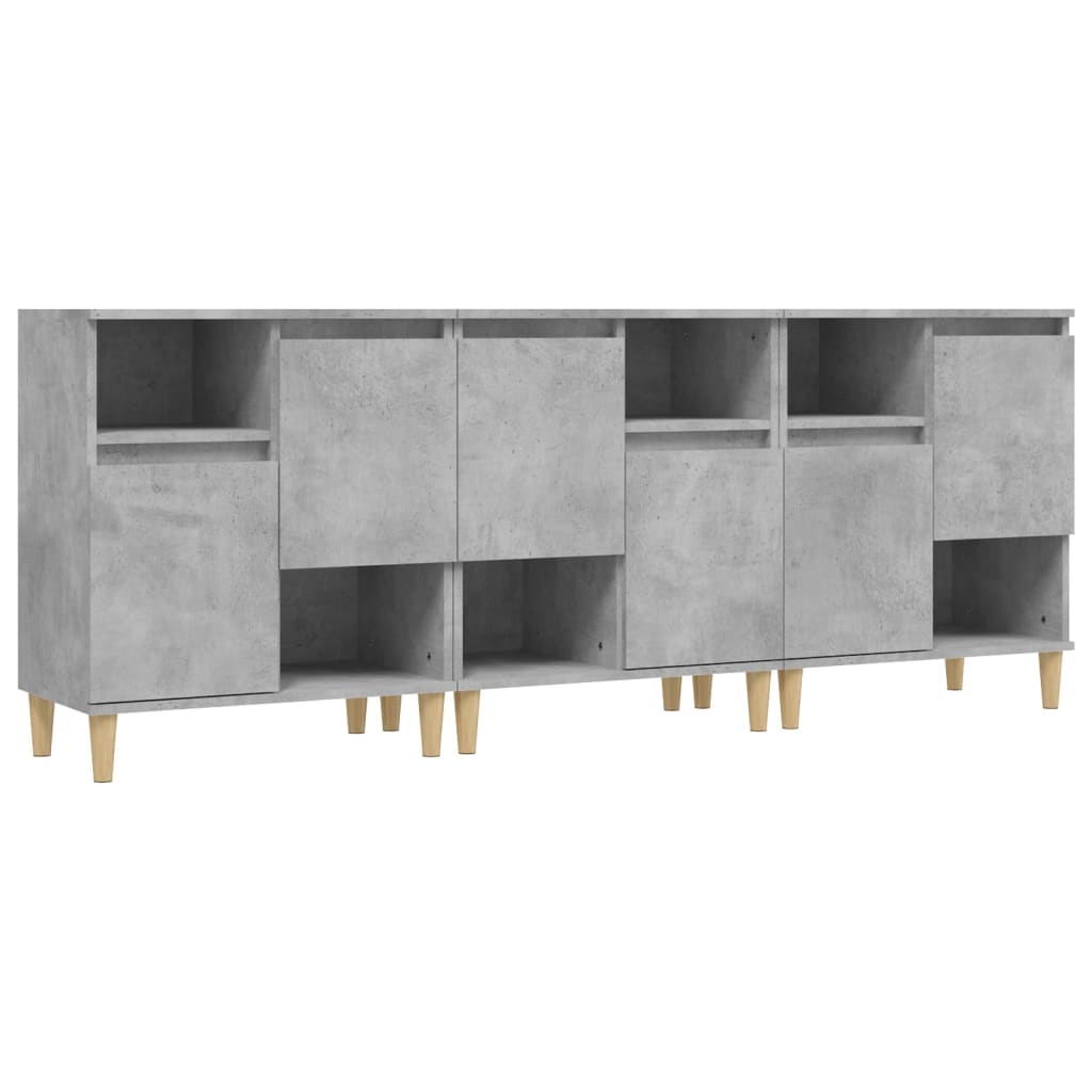 Skjenker 3 stk betonggrå 60x35x70 cm konstruert tre