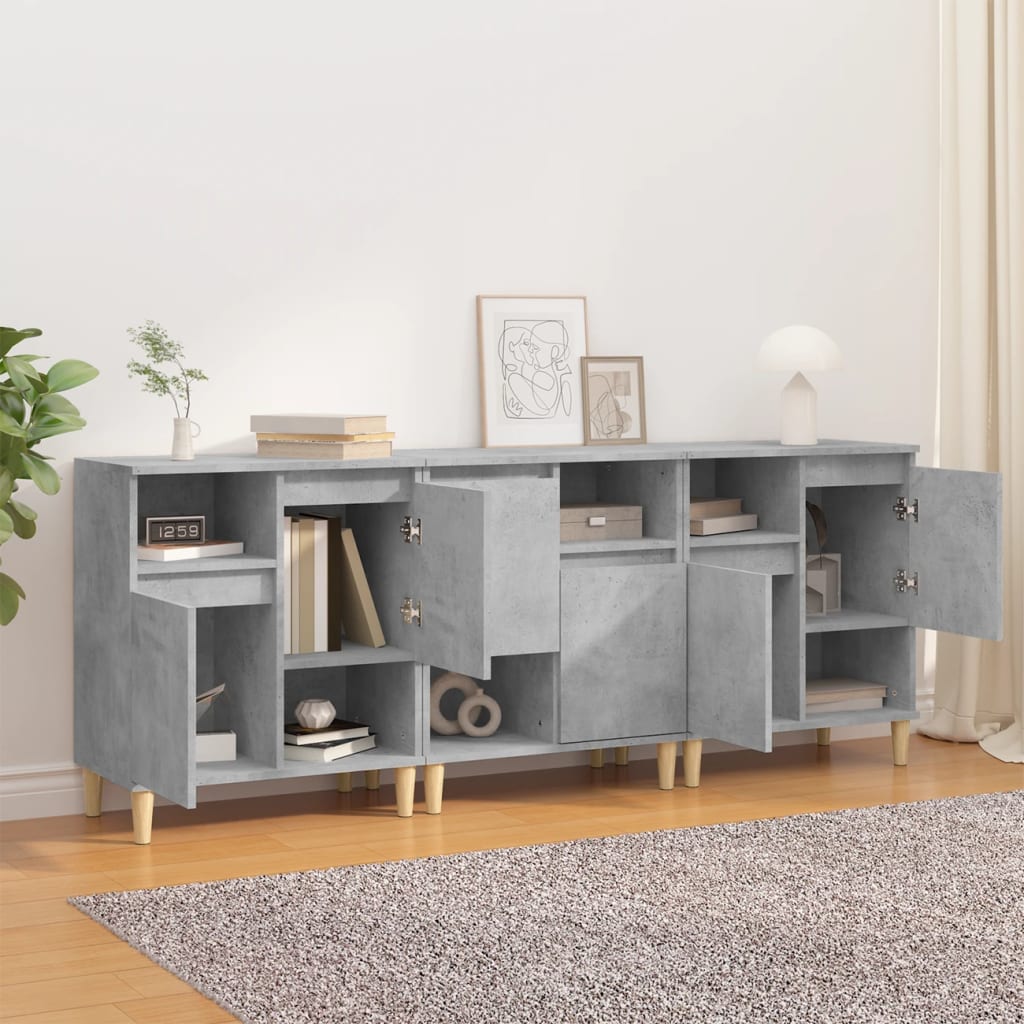 Skjenker 3 stk betonggrå 60x35x70 cm konstruert tre