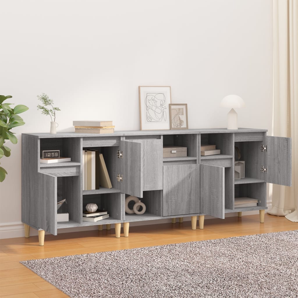 Skjenker 3 stk grå sonoma 60x35x70 cm konstruert tre