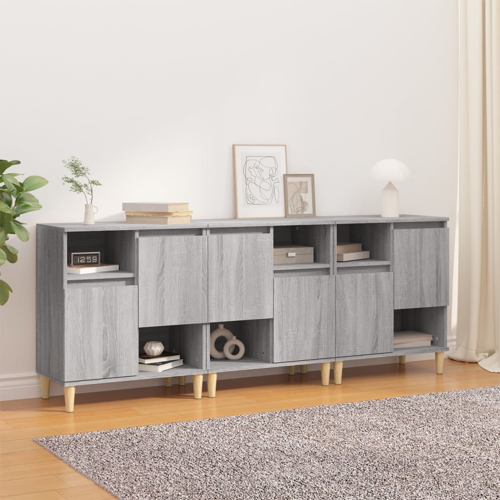Skjenker 3 stk grå sonoma 60x35x70 cm konstruert tre