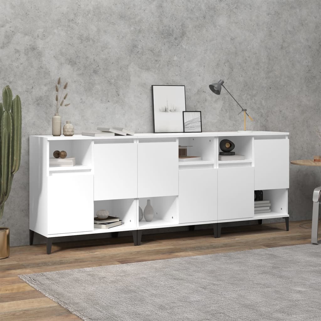 Skjenker 3 stk hvit 60x35x70 cm konstruert tre vidaXL