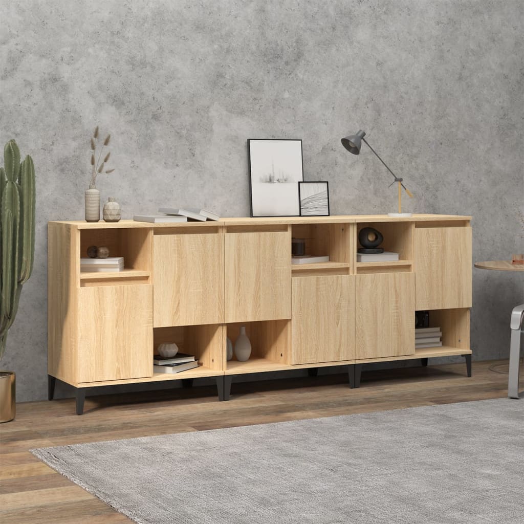 Skjenker 3 stk sonoma eik 60x35x70 cm konstruert tre