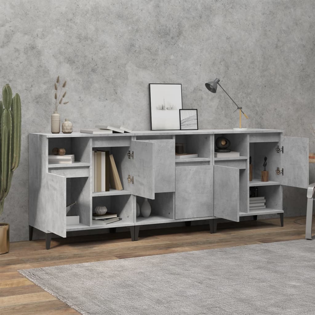 Skjenker 3 stk betonggrå 60x35x70 cm konstruert tre