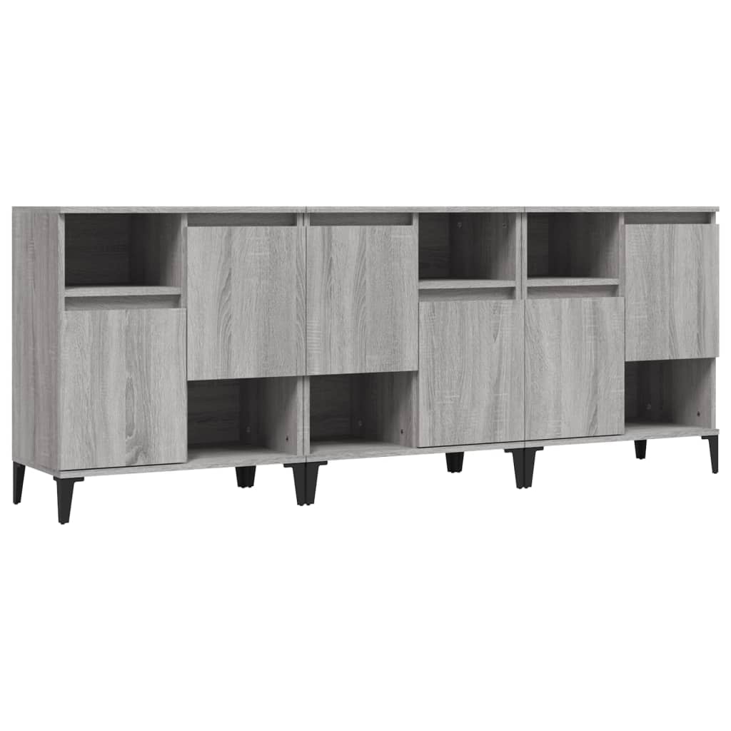Skjenker 3 stk grå sonoma 60x35x70 cm konstruert tre