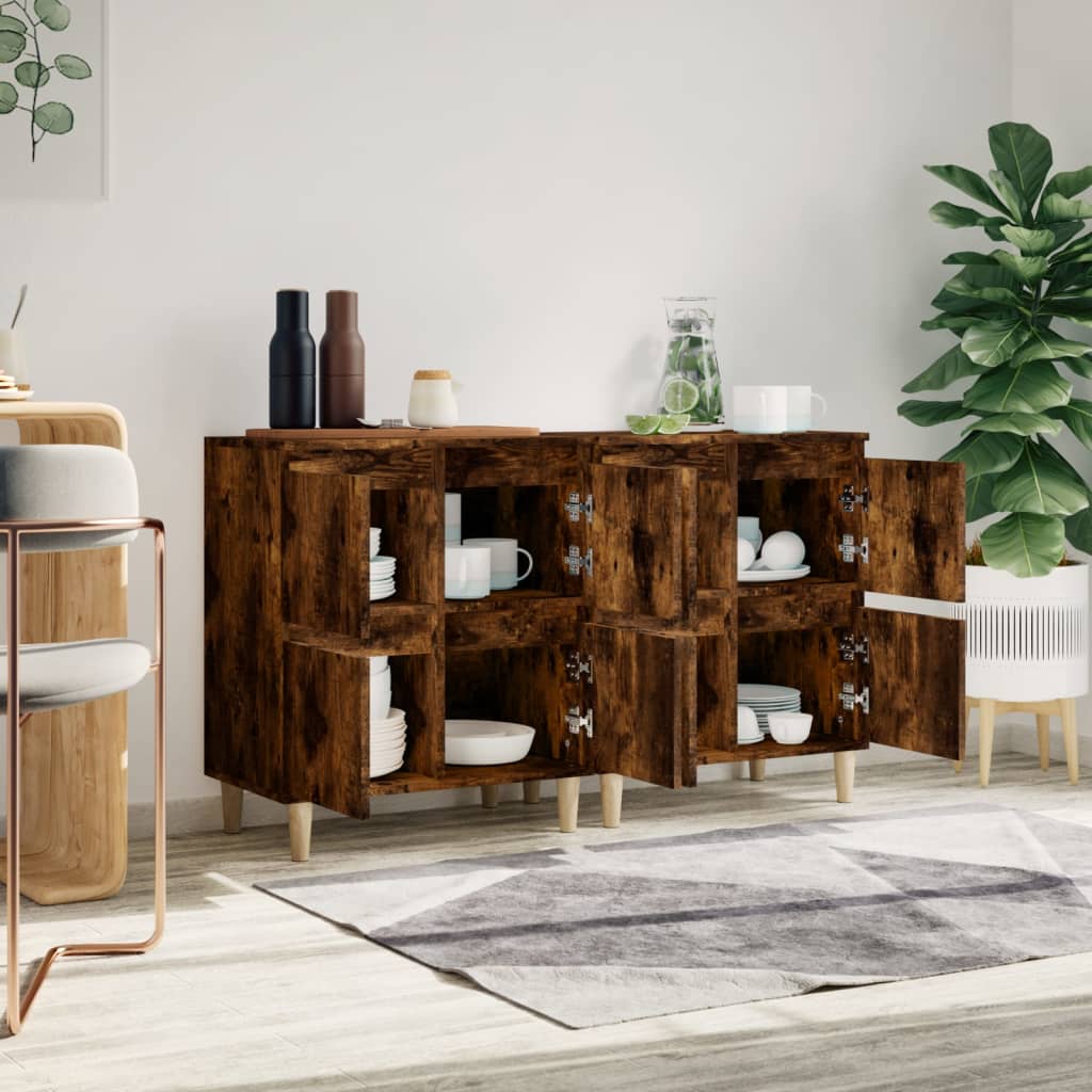 Skjenker 2 stk røkt eik 60x35x70 cm konstruert tre