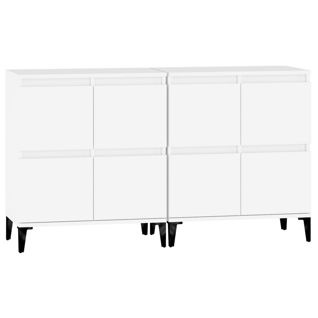 Skjenker 2 stk hvit 60x35x70 cm konstruert tre