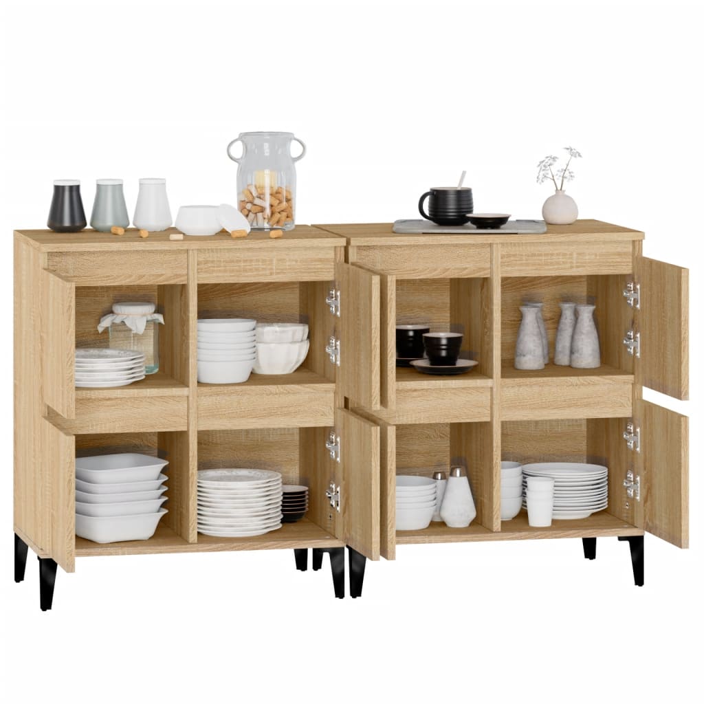 Skjenker 2 stk sonoma eik 60x35x70 cm konstruert tre vidaXL