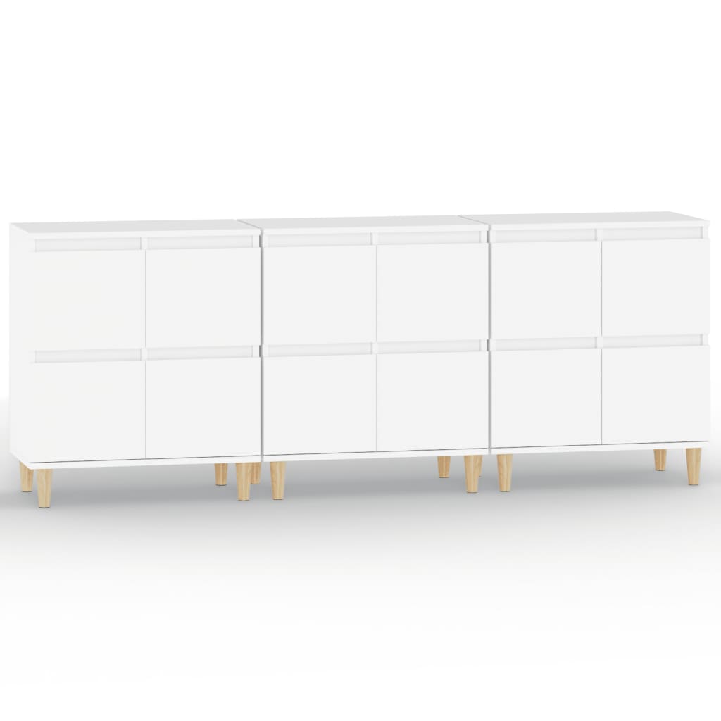 Skjenker 3 stk hvit 60x35x70 cm konstruert tre vidaXL