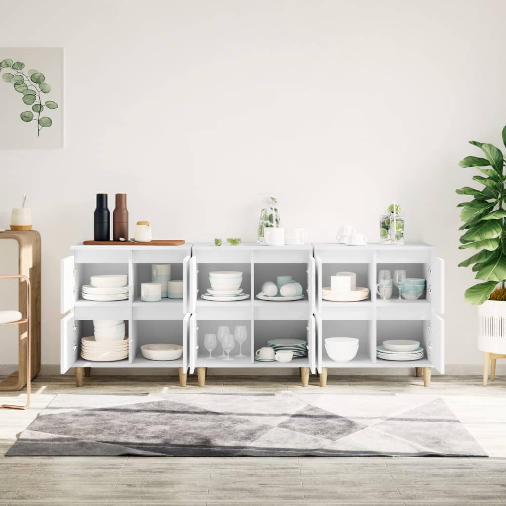 Skjenker 3 stk hvit 60x35x70 cm konstruert tre vidaXL