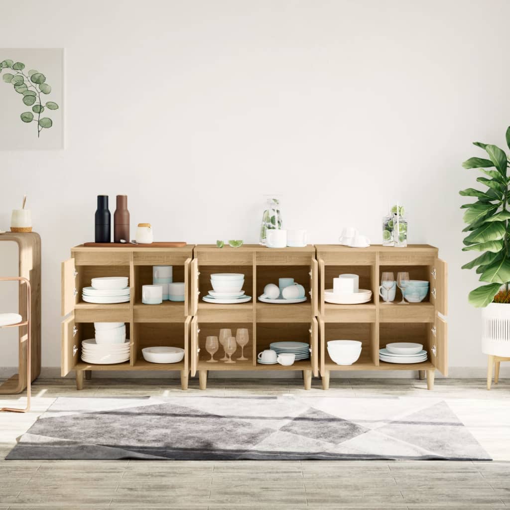 Skjenker 3 stk sonoma eik 60x35x70 cm konstruert tre