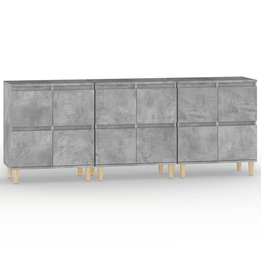 Skjenker 3 stk betonggrå 60x35x70 cm konstruert tre