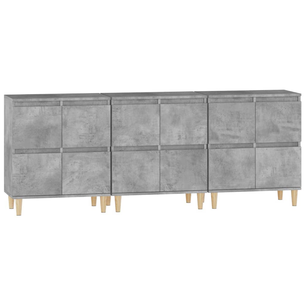 Skjenker 3 stk betonggrå 60x35x70 cm konstruert tre