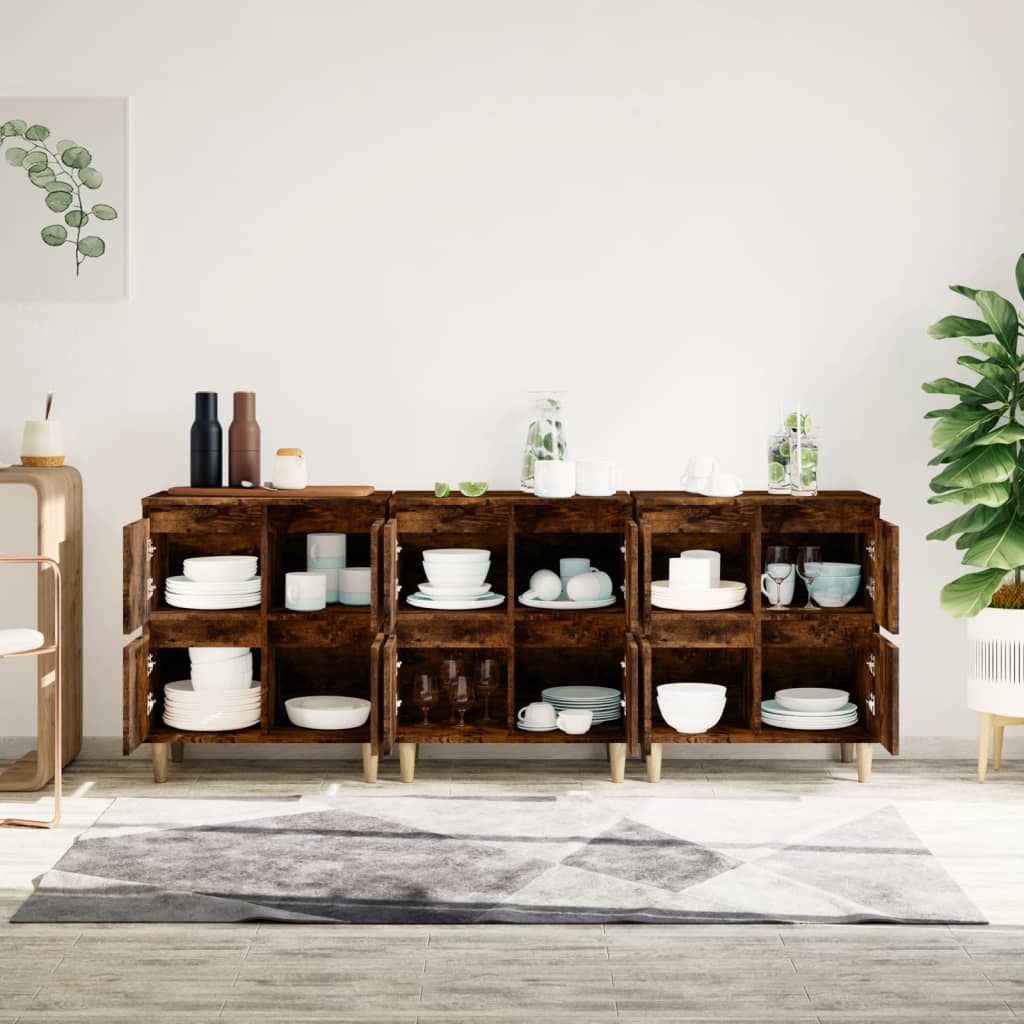 Skjenker 2 stk røkt eik 60x35x70 cm konstruert tre