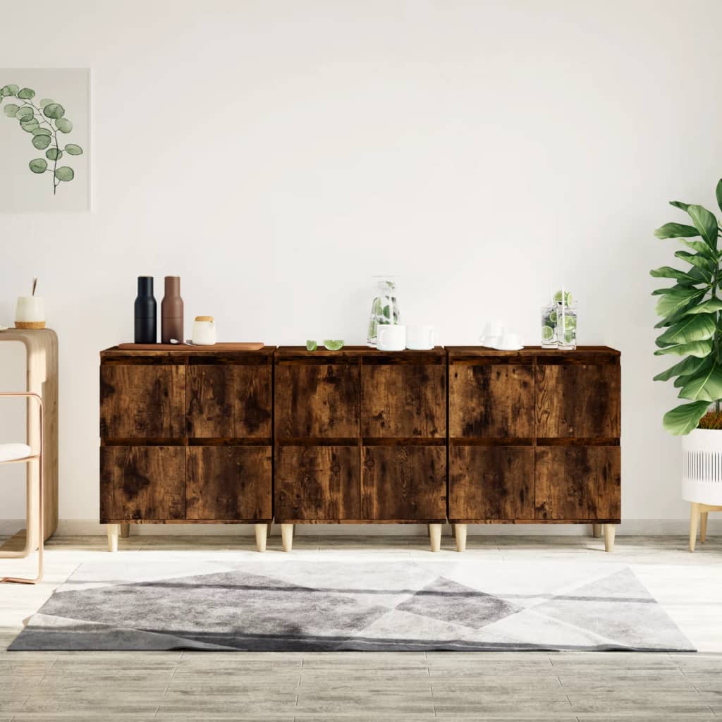 Skjenker 2 stk røkt eik 60x35x70 cm konstruert tre