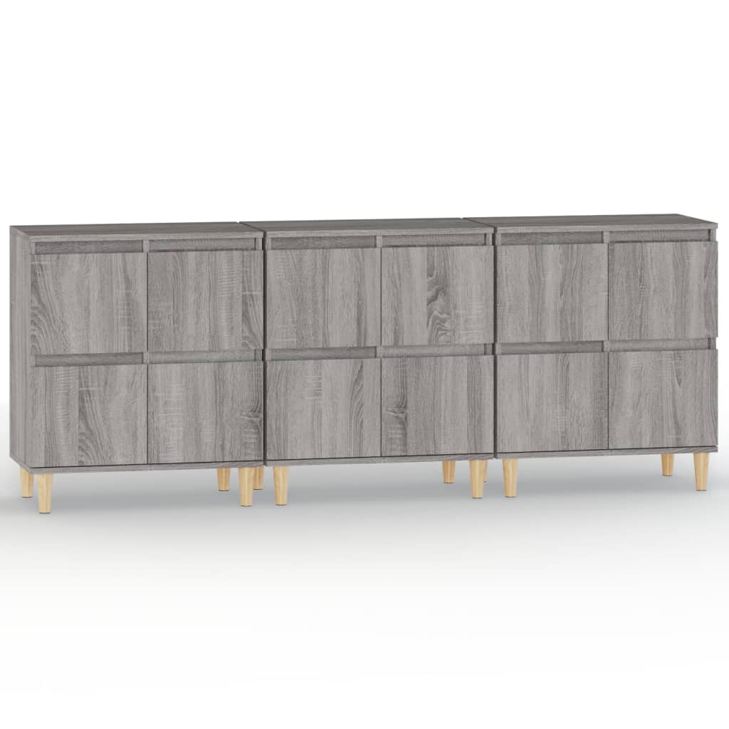Skjenker 3 stk grå sonoma 60x35x70 cm konstruert tre