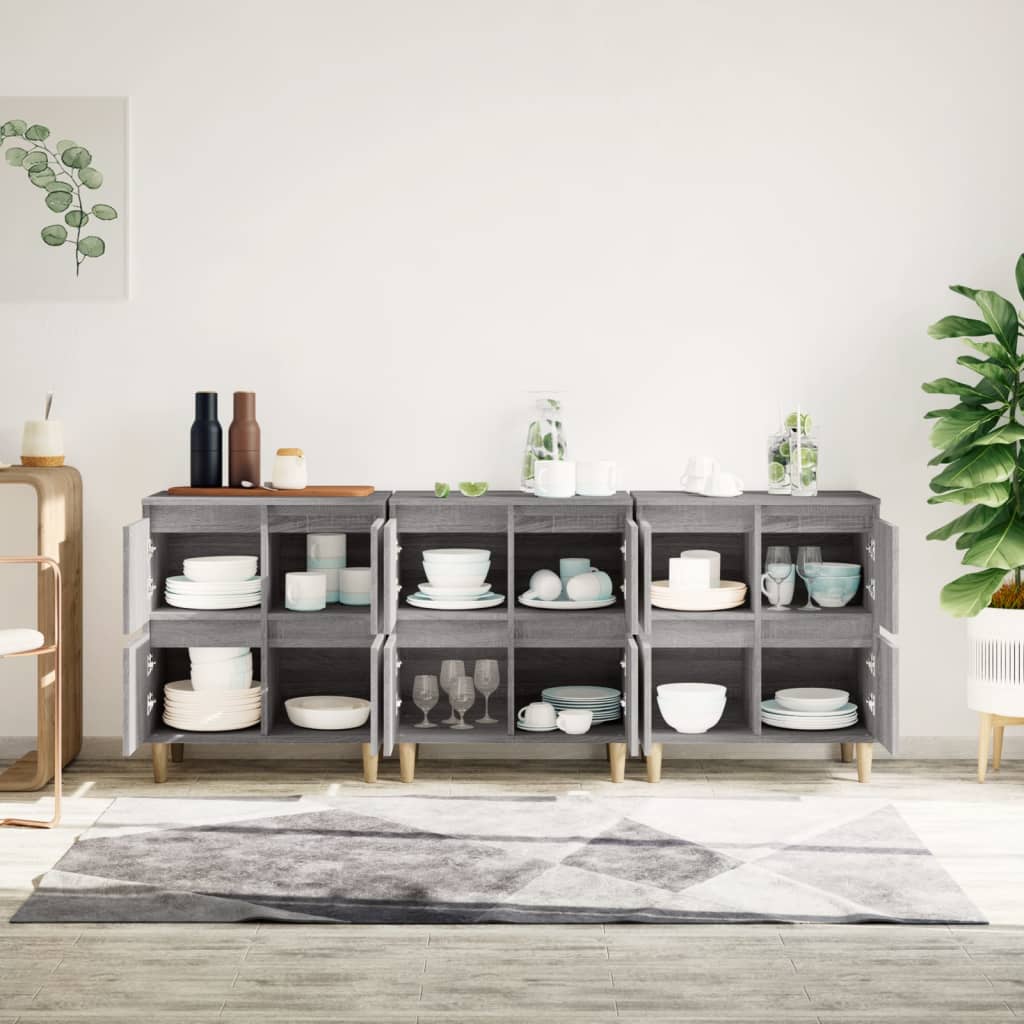 Skjenker 3 stk grå sonoma 60x35x70 cm konstruert tre