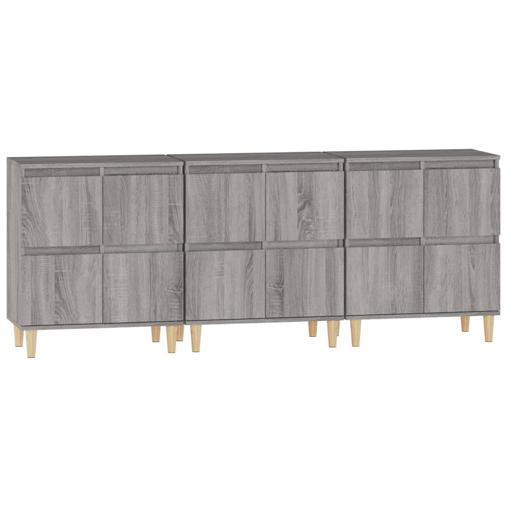 Skjenker 3 stk grå sonoma 60x35x70 cm konstruert tre