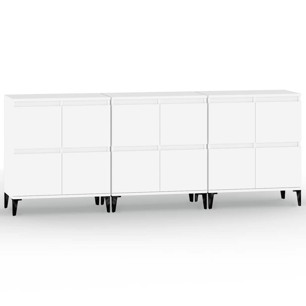 Skjenker 3 stk hvit 60x35x70 cm konstruert tre