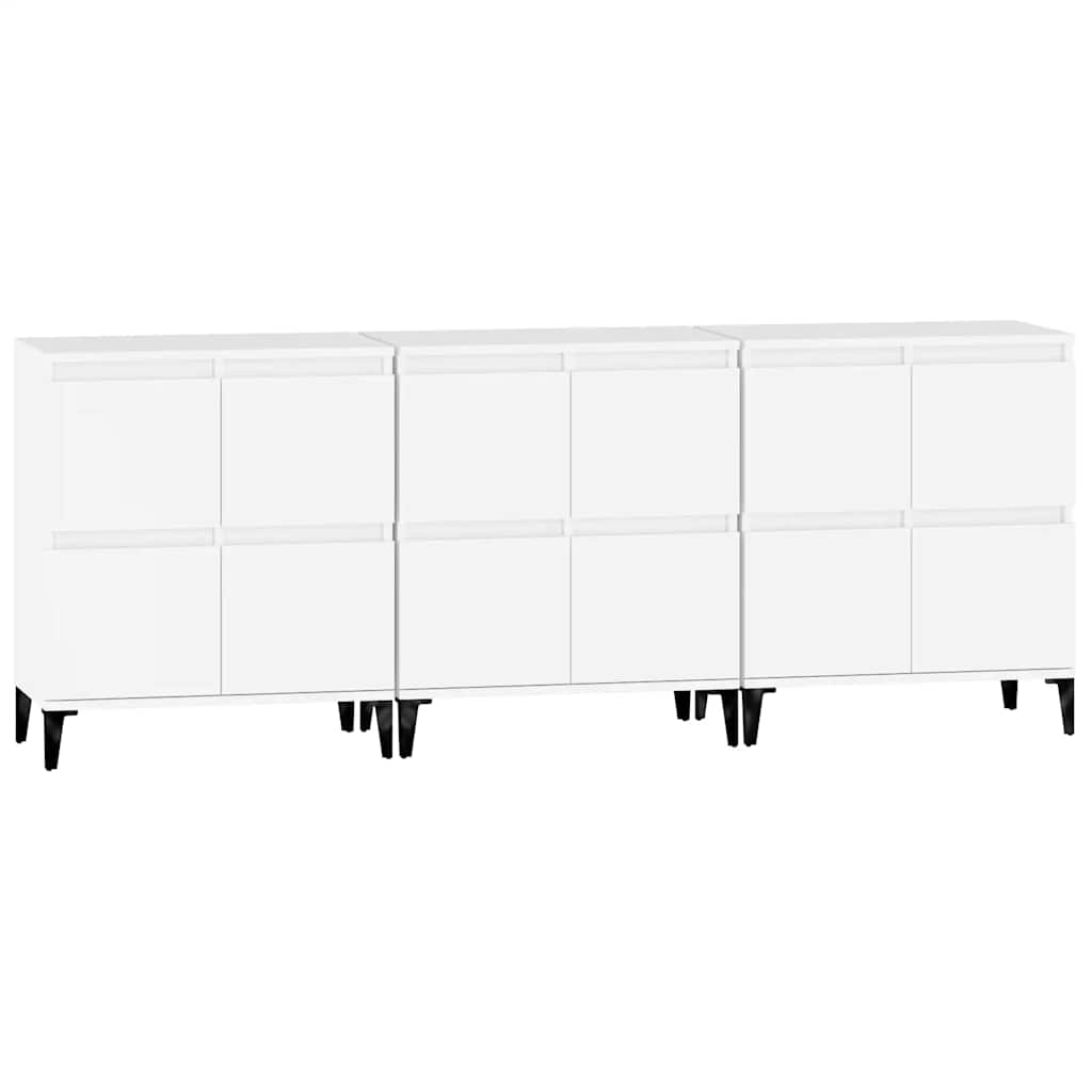 Skjenker 3 stk hvit 60x35x70 cm konstruert tre