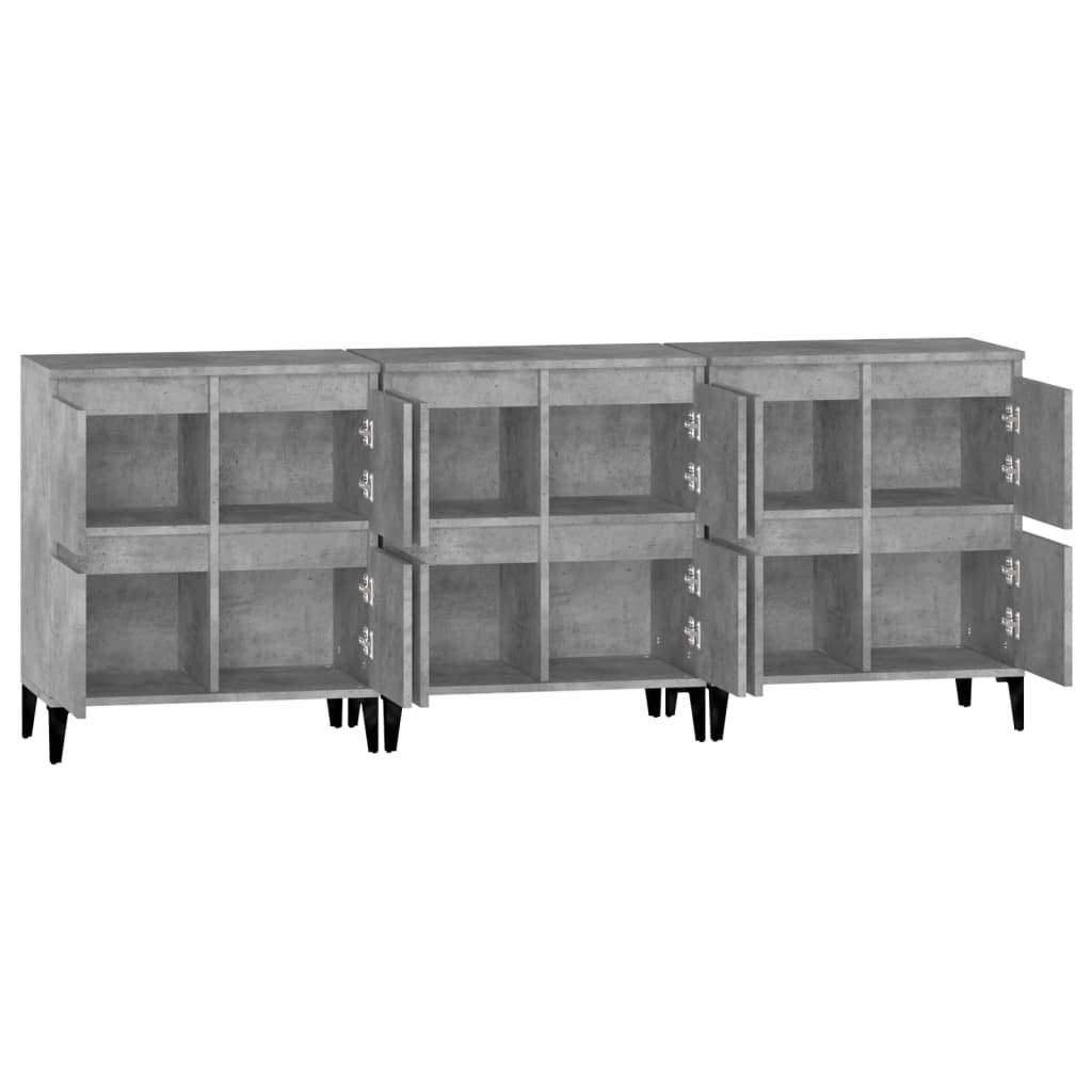 Skjenker 3 stk betonggrå 60x35x70 cm konstruert tre