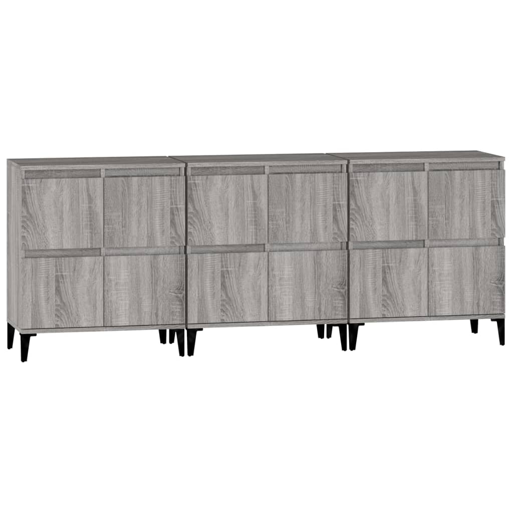 Skjenker 3 stk grå sonoma 60x35x70 cm konstruert tre